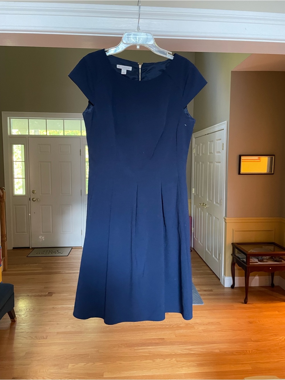 Dress Barn Navy Cap Sleeve Fit & Flare Dress